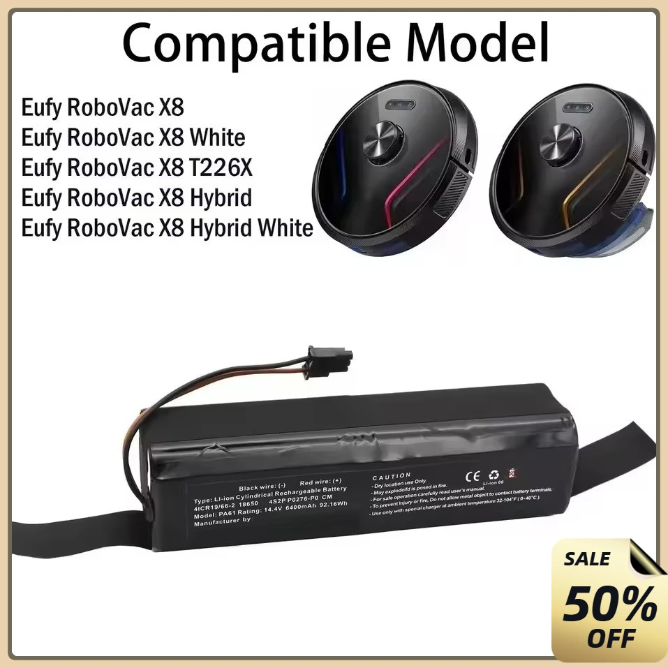 Для робота-пылесоса Eufy RoboVac серии X8, аккумулятор 14,4 В, 5200 мАч, вакуумная аккумуляторная батарея
Для робота-пылесоса Eufy RoboVac серии X8, аккумулятор 14,4 В, 5200 мАч, вакуумная аккумуляторная батарея