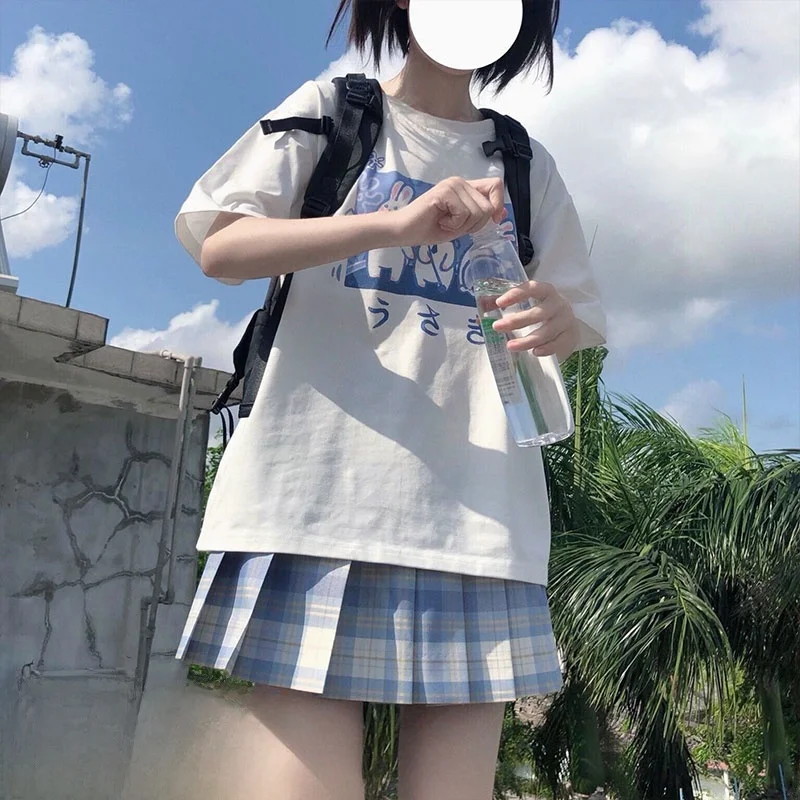 Cute Rabbit Print T-Shirt Short Sleeve Two-Piece Set Soft Girl Japanese Style Fashionable Cotton Blouse Skirt for Women
Cute Rabbit Print T-Shirt Short Sleeve Two-Piece Set Soft Girl Japanese Style Fashionable Cotton Blouse Skirt for Women
