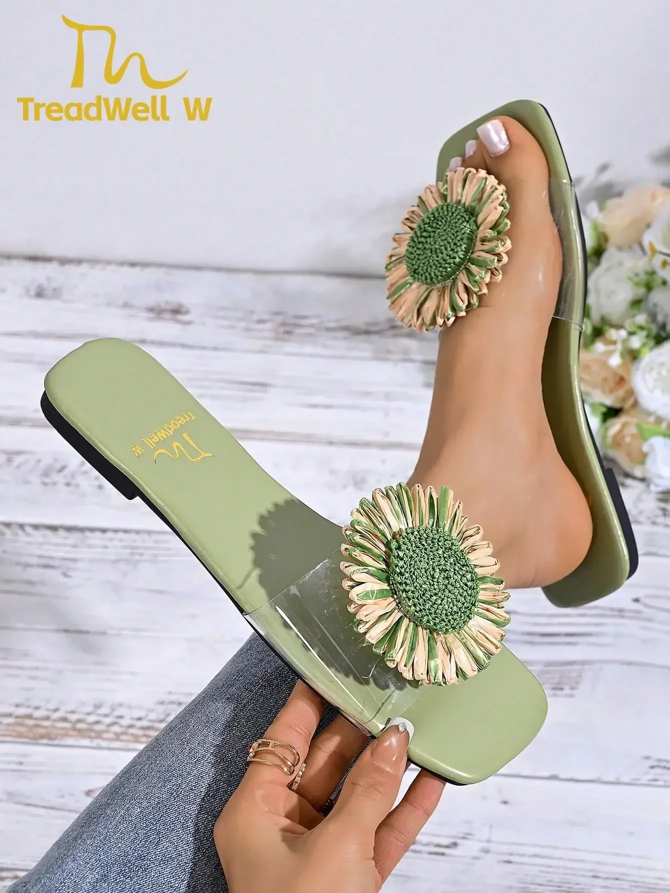 New Women Sandals, White/Red/Yellow/Blue Ladies Flat Sandals, Elegant Flower Decor Sandals
New Women Sandals, White/Red/Yellow/Blue Ladies Flat Sandals, Elegant Flower Decor Sandals