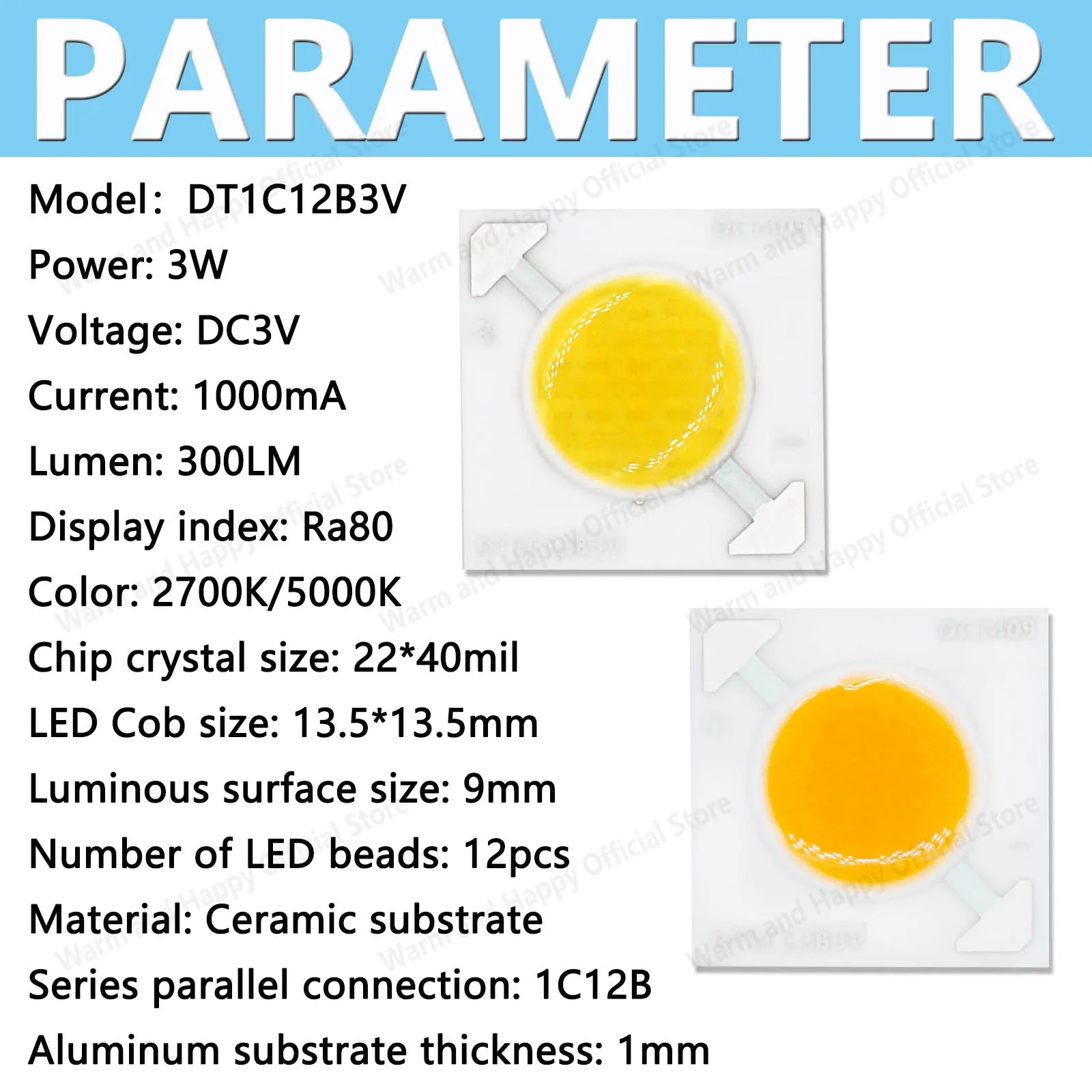LED Ceramic Beads+Plastic Bracket 10 Sets Cob LED 3W 3V 1000mA Suitable for Flashlight Lights Spotlights Headlights
LED Ceramic Beads+Plastic Bracket 10 Sets Cob LED 3W 3V 1000mA Suitable for Flashlight Lights Spotlights Headlights