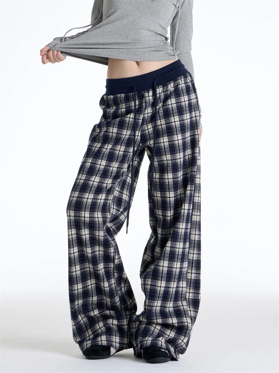 Loose Plaid Wide Leg Pants Women's Casual Straight Cut Loose Drapey Comfortable Fit Winter New Style American Splicing
Loose Plaid Wide Leg Pants Women's Casual Straight Cut Loose Drapey Comfortable Fit Winter New Style American Splicing