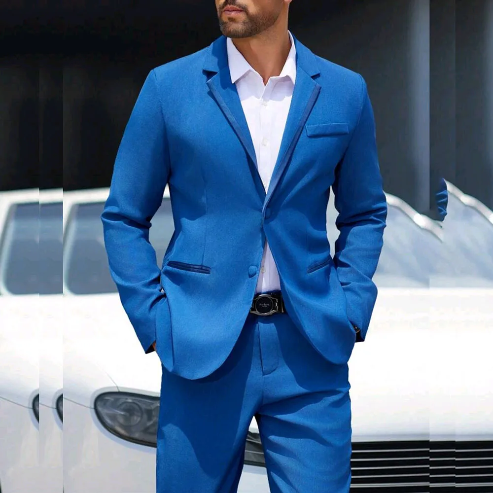 Formal Wedding Suits for Men Blue Single Breasted Notch Lapel Skinny 2 Piece Jacket Pants Sets High Quality Male Clothing Blazer
Formal Wedding Suits for Men Blue Single Breasted Notch Lapel Skinny 2 Piece Jacket Pants Sets High Quality Male Clothing Blazer