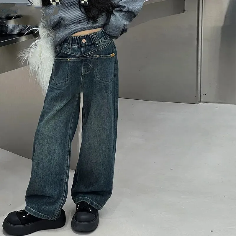 Girls' Jeans Spring and Autumn New Korean Edition Big Boys' Jeans Children's Straight Tube Pants Girls' Wide Leg Pants
Girls' Jeans Spring and Autumn New Korean Edition Big Boys' Jeans Children's Straight Tube Pants Girls' Wide Leg Pants