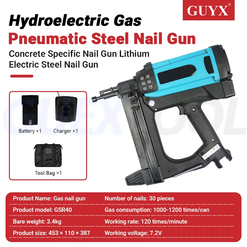 GSR40 Pneumatic Nail Nailer 7. 2V Lithium Battery Gas Nailer Steel Air Stapler Pneumatic Tools For Frame And Trunking Fixed door
GSR40 Pneumatic Nail Nailer 7. 2V Lithium Battery Gas Nailer Steel Air Stapler Pneumatic Tools For Frame And Trunking Fixed door