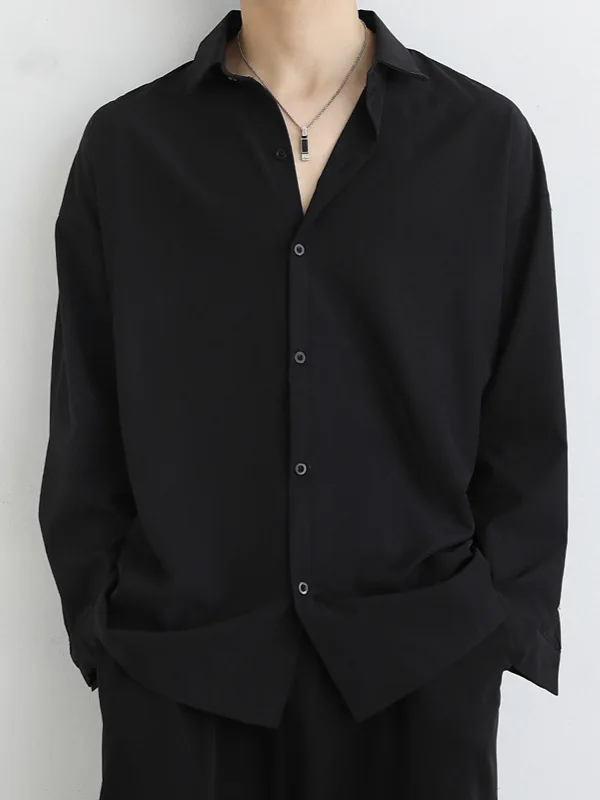 Loose Ice Silk Long Sleeve Black Shirt Men's Casual Style Autumn Fashionable Cool Handsome Dapper Men's Outerwear White Shirt
Loose Ice Silk Long Sleeve Black Shirt Men's Casual Style Autumn Fashionable Cool Handsome Dapper Men's Outerwear White Shirt
