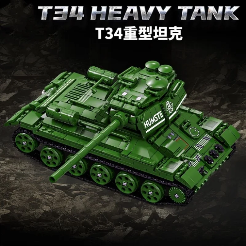 World War II tracked T034 heavy tank 66051 assembled with Chinese building blocks - military Tiger model toy
World War II tracked T034 heavy tank 66051 assembled with Chinese building blocks - military Tiger model toy