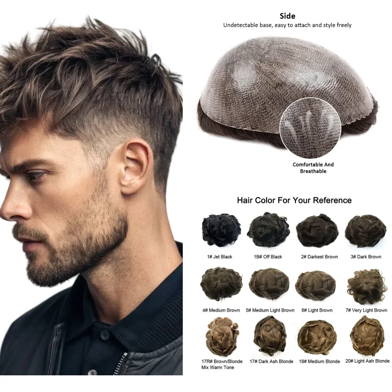 Мужской шиньон из 100% человеческих волос | Полный парик из искусственной кожи средней плотности, парик из натуральных черных волос
Мужской шиньон из 100% человеческих волос | Полный парик из искусственной кожи средней плотности, парик из натуральных черных волос