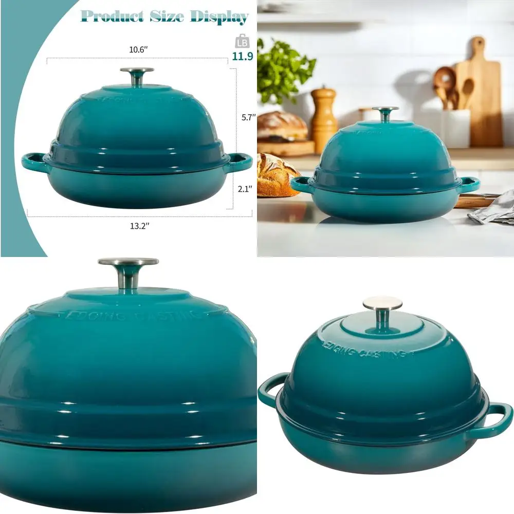 Round 6-Quart Dark Cyan Enamel Cast Iron Dutch Oven with Lid for Homemade Sourdough Bread Baking
Round 6-Quart Dark Cyan Enamel Cast Iron Dutch Oven with Lid for Homemade Sourdough Bread Baking