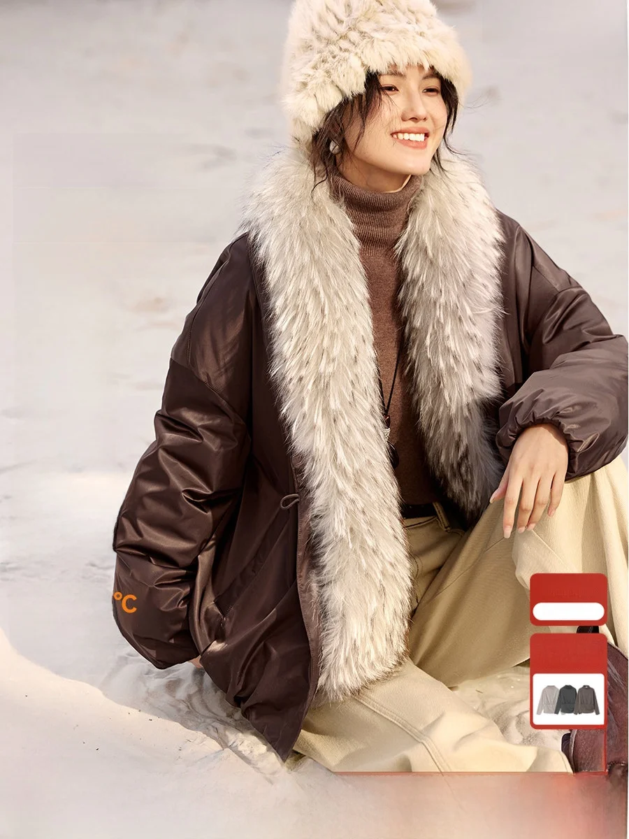 XWI Ele Brown Goose down Jaet Women's Detachable Fur Collar Warm Winter Coat Sli Vintage Sle High down Content
XWI Ele Brown Goose down Jaet Women's Detachable Fur Collar Warm Winter Coat Sli Vintage Sle High down Content