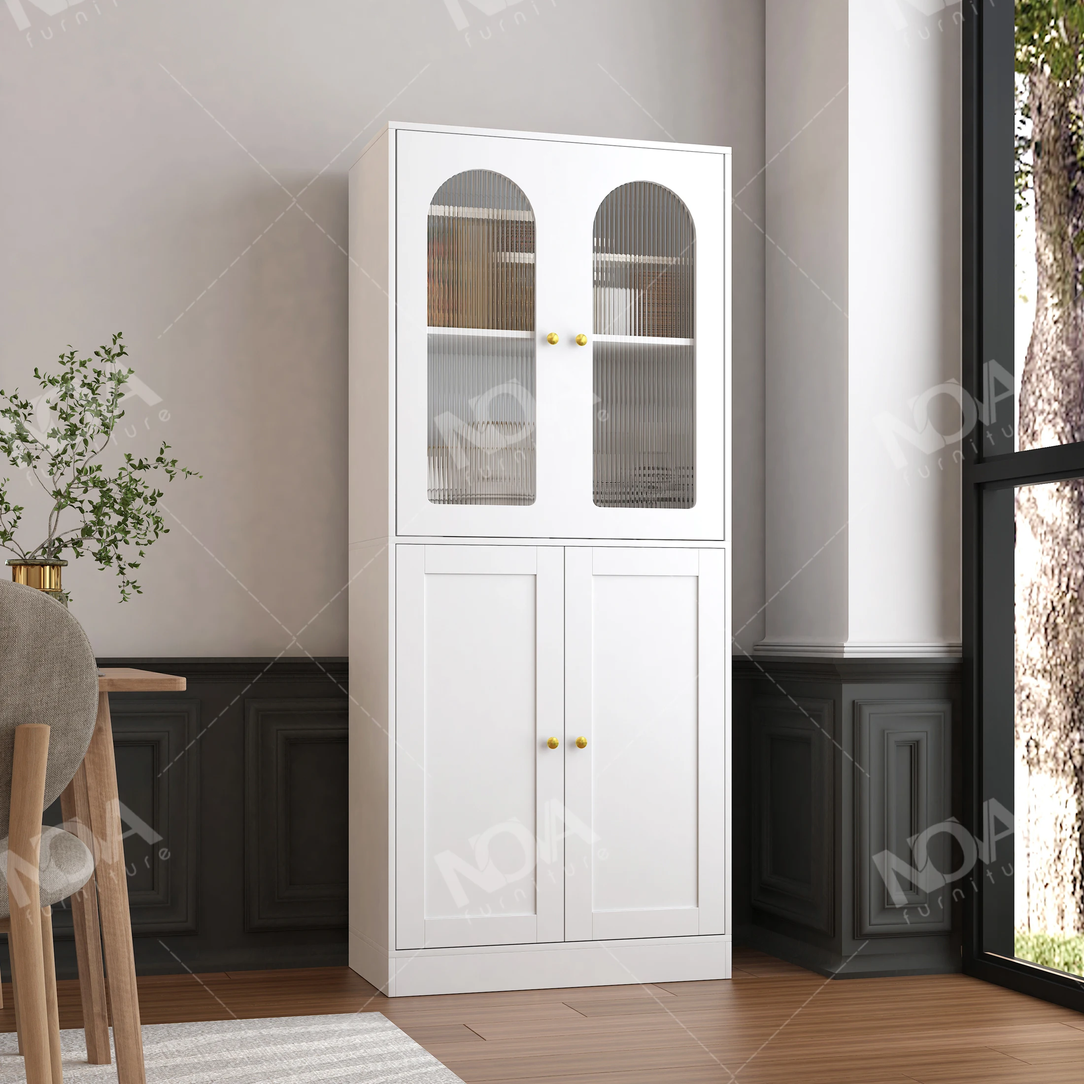 White 4 Door Living Room Display Storage Cabinet Fluted Glass Door Bookcase 1.8m Wooden Bookshelf Modern Home Furniture Cabinets
White 4 Door Living Room Display Storage Cabinet Fluted Glass Door Bookcase 1.8m Wooden Bookshelf Modern Home Furniture Cabinets