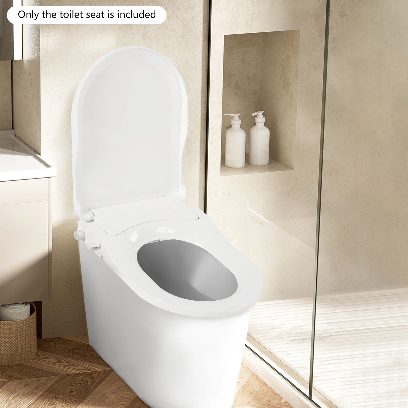 Non-Electric Bidet Toilet Seat, D-type 3 Flushing Holes Toilet Seat, Dual Nozzle System, Fits Elongated Toilets
Non-Electric Bidet Toilet Seat, D-type 3 Flushing Holes Toilet Seat, Dual Nozzle System, Fits Elongated Toilets