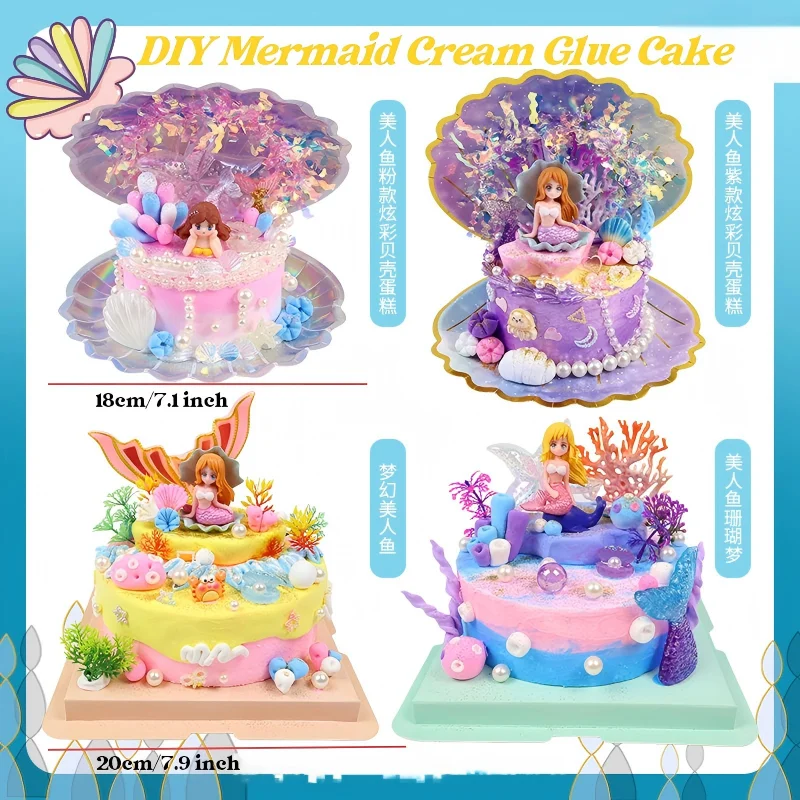 Mermaid Simulation Cream Glue Cake Handmade DIY Kit Cartoon Desktop Ornament Creative Craft Making Gift for Girls Children
Mermaid Simulation Cream Glue Cake Handmade DIY Kit Cartoon Desktop Ornament Creative Craft Making Gift for Girls Children