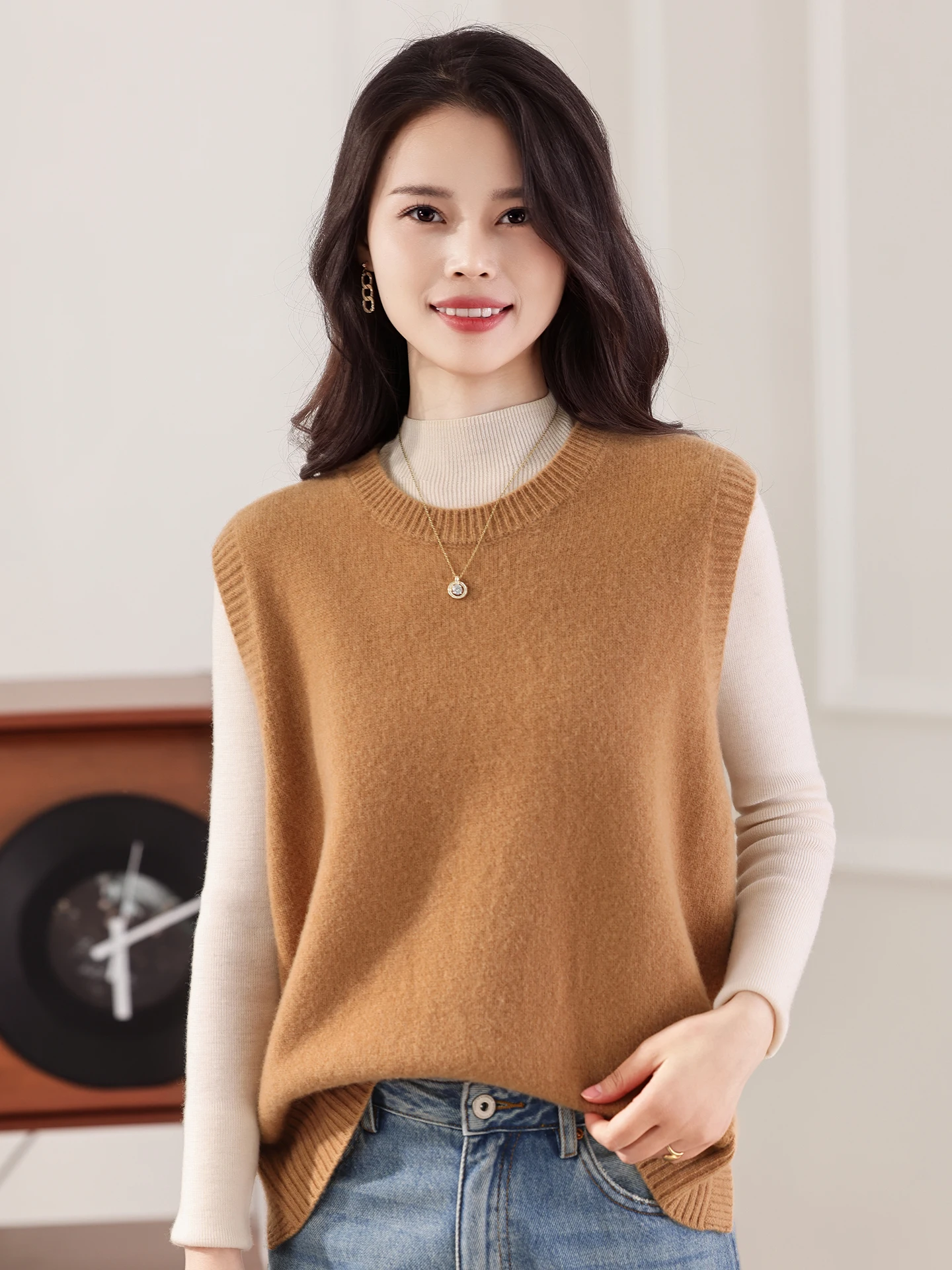 Loose Fit Slimming Color Knitted Sweater Trendy Vest oulder Top New round Ne Svel Women's Knitted Vest
Loose Fit Slimming Color Knitted Sweater Trendy Vest oulder Top New round Ne Svel Women's Knitted Vest