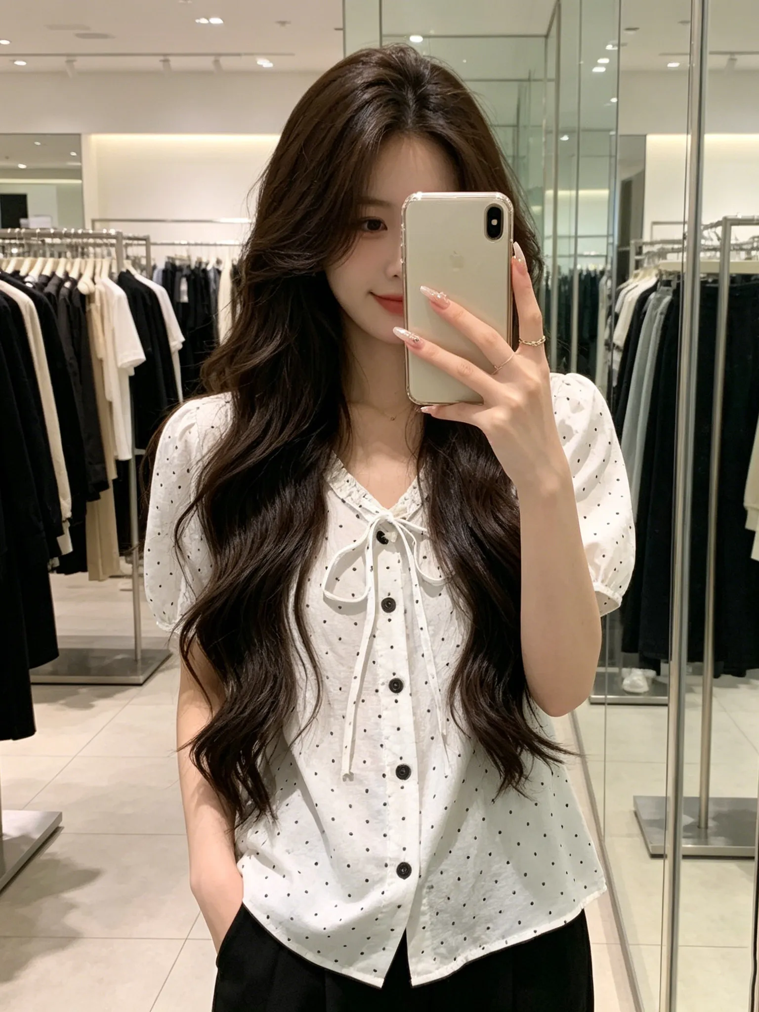 White Polka Dot V-Neck Short Sleeve Shirt Women's Summer Fashionable Youthful Belted Wood Grain Shirt Beautiful Top
White Polka Dot V-Neck Short Sleeve Shirt Women's Summer Fashionable Youthful Belted Wood Grain Shirt Beautiful Top