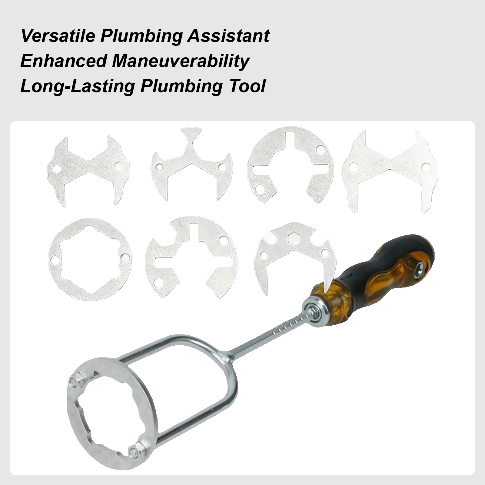 Ключ для слива раковины, многофункциональный инструмент для установки сантехника с 7 сменными головками, плотный ключ для крана для дома
Ключ для слива раковины, многофункциональный инструмент для установки сантехника с 7 сменными головками, плотный ключ для крана для дома