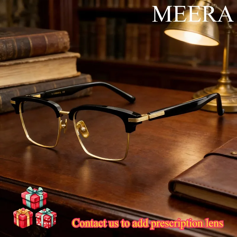 Luxury Gold-Striped Black Eyebrow Half Rim Frames Titanium Acetate Optical Frame Lightweight Eyeglasses Anti-blue Light Glasses
Luxury Gold-Striped Black Eyebrow Half Rim Frames Titanium Acetate Optical Frame Lightweight Eyeglasses Anti-blue Light Glasses