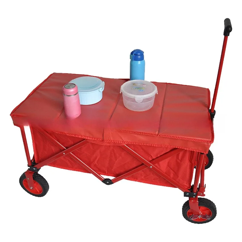 Red with brakes, beach garden tools, shopping portable, four folding cart.
Red with brakes, beach garden tools, shopping portable, four folding cart.