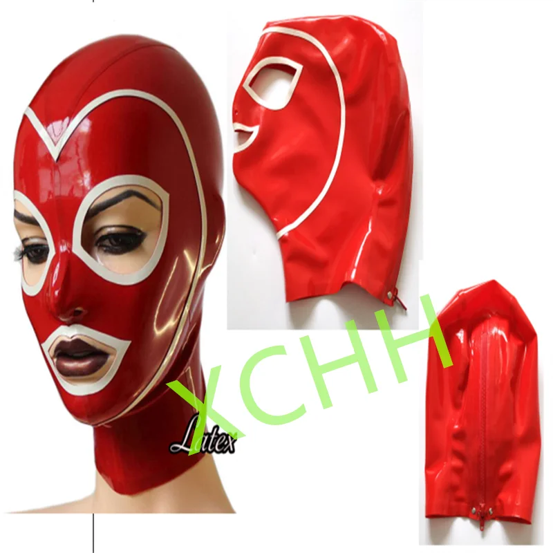 Handmade Latex Hood Rubber Mask Red with White Back Zip Sexy Fetish Headgear Customize Halloween Cosplay Costume
Handmade Latex Hood Rubber Mask Red with White Back Zip Sexy Fetish Headgear Customize Halloween Cosplay Costume