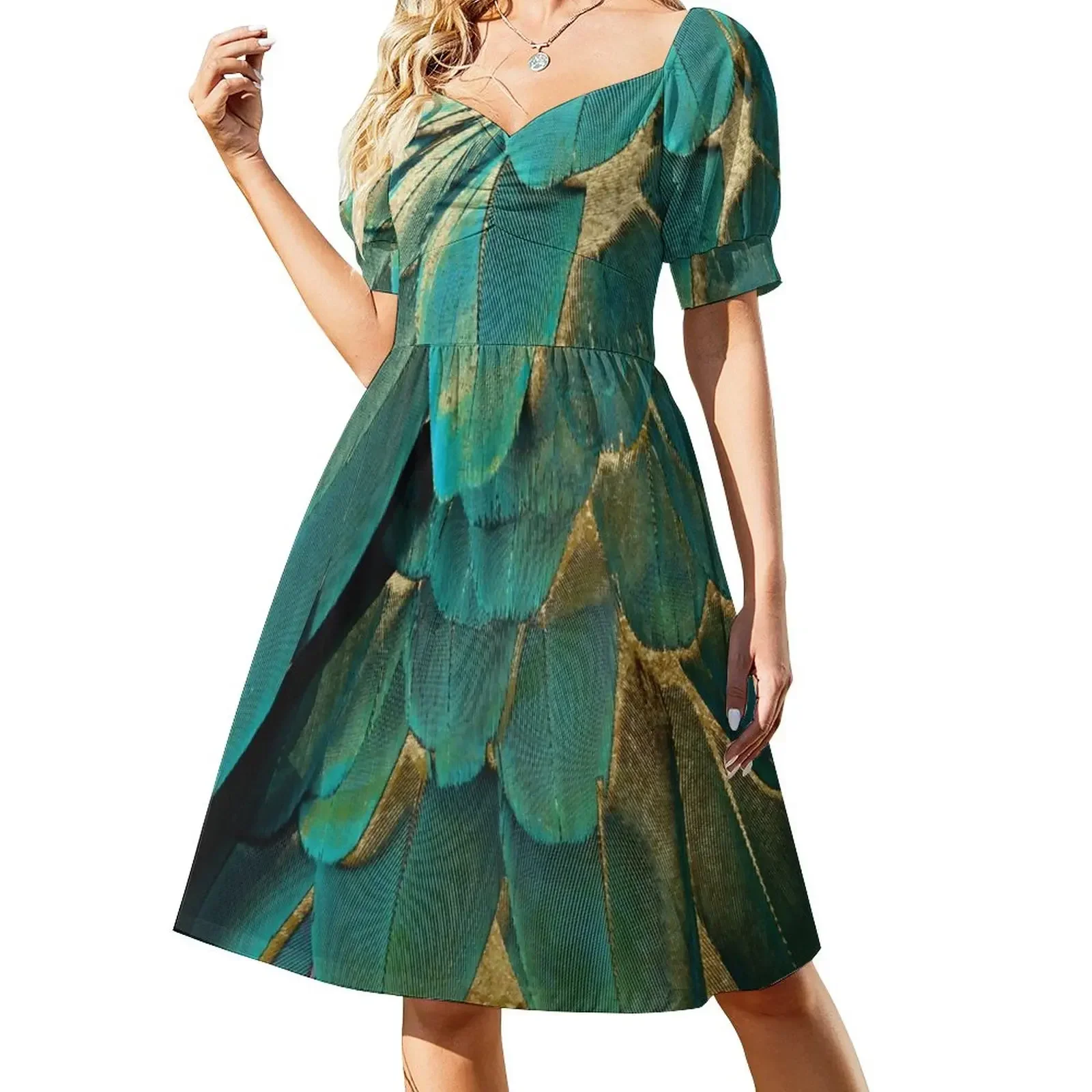Feather Glitter Teal and Gold Sleeveless Dress chic and elegant woman dress cocktail dresses Dress
Feather Glitter Teal and Gold Sleeveless Dress chic and elegant woman dress cocktail dresses Dress
