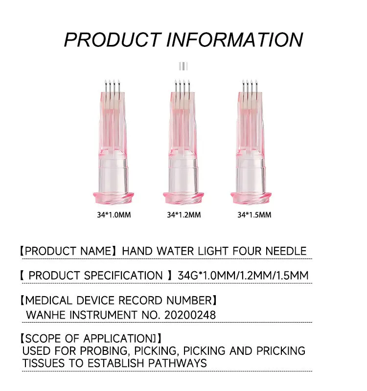 Small Powder 4-needle Disposable 34G -1.2mm/1.5mmUltrafine Mosquito Non Painless Beauty neck tool
Small Powder 4-needle Disposable 34G -1.2mm/1.5mmUltrafine Mosquito Non Painless Beauty neck tool
