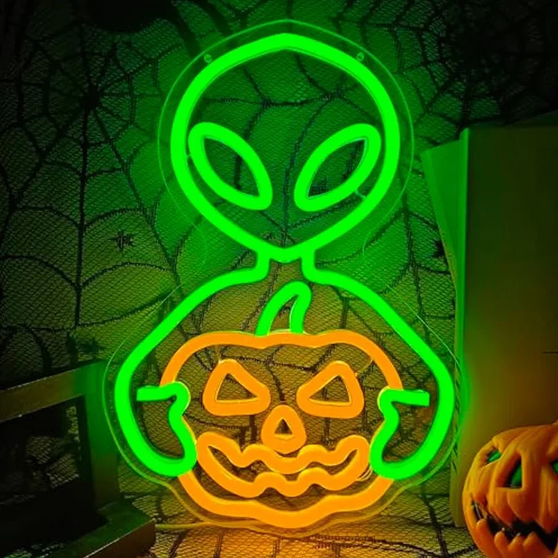 Halloween Alien Pumpkin Neon Sign for Bedroom USB Powered Pumpkin LED Sign for Wall Decor Friends Kids Halloween Party Decoratio
Halloween Alien Pumpkin Neon Sign for Bedroom USB Powered Pumpkin LED Sign for Wall Decor Friends Kids Halloween Party Decoratio