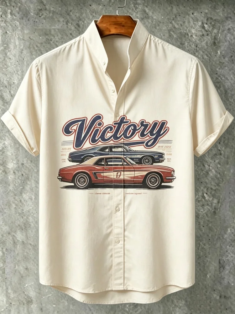 Men's Loose Comfort Stand Collar Short Sleeve Shirt Retro "Victory" Muscle Car Graphic Casual Summer Shirt
Men's Loose Comfort Stand Collar Short Sleeve Shirt Retro "Victory" Muscle Car Graphic Casual Summer Shirt