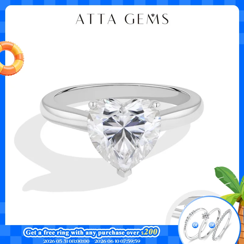 ATTAGEMS Heart Cut 3ct Moissanite Engagement Ring 925 Sterling Silver Solitaire Promise Ring Bridal Jewelry for Her Holiday Gift
ATTAGEMS Heart Cut 3ct Moissanite Engagement Ring 925 Sterling Silver Solitaire Promise Ring Bridal Jewelry for Her Holiday Gift