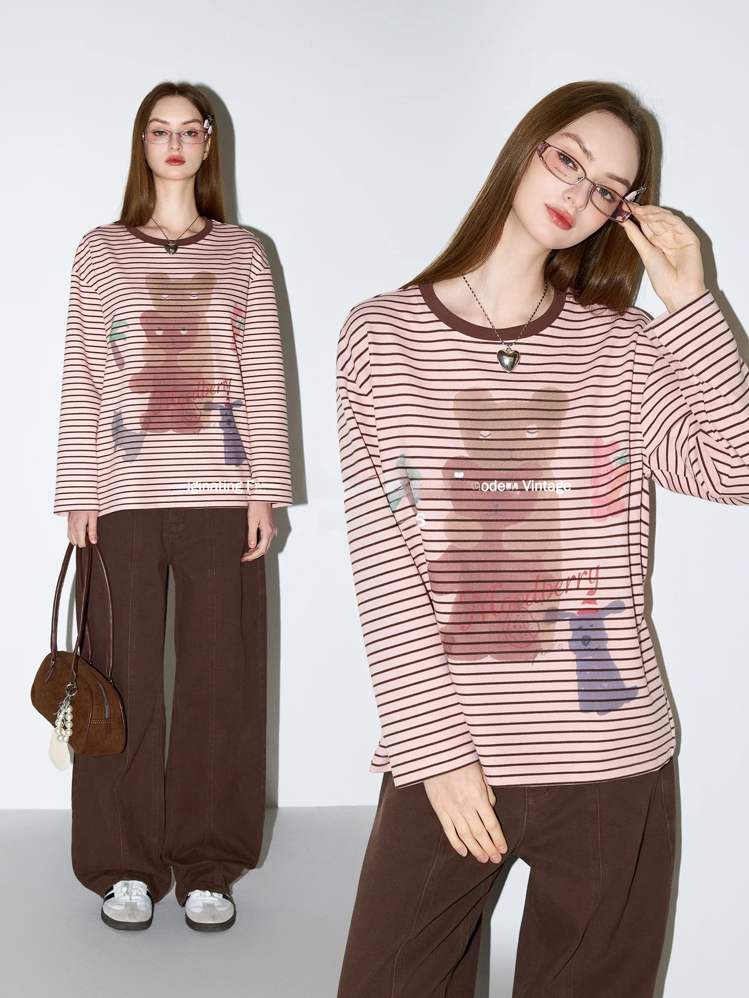 MoodBerry American Retro Bear Print Color Block Striped Long Sleeve T-Shirt Women's Spring Lazy Style Casual Top
MoodBerry American Retro Bear Print Color Block Striped Long Sleeve T-Shirt Women's Spring Lazy Style Casual Top