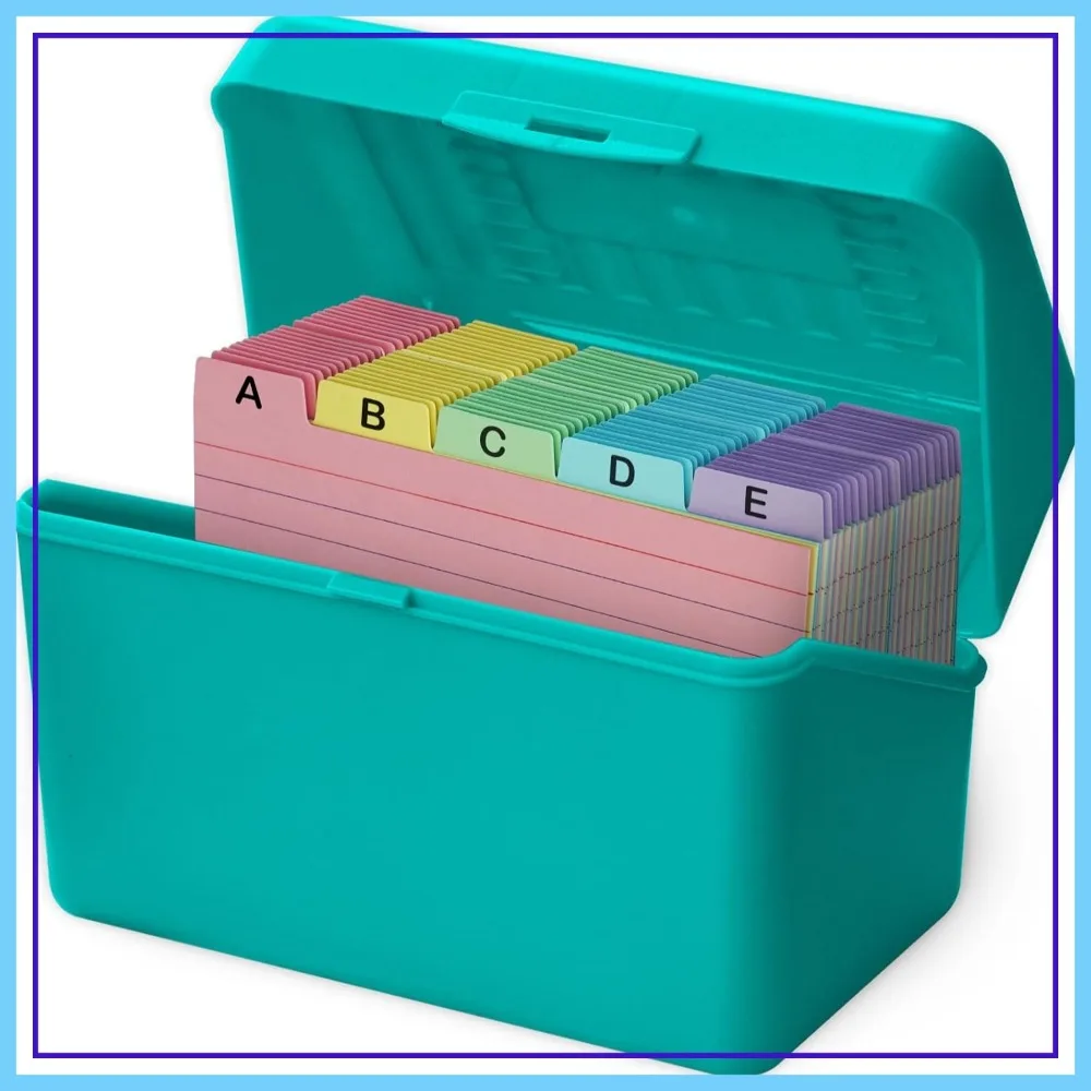 4x6 Index Card Holder Box with 100 Cards Dividers Tabs, Teal
4x6 Index Card Holder Box with 100 Cards Dividers Tabs, Teal