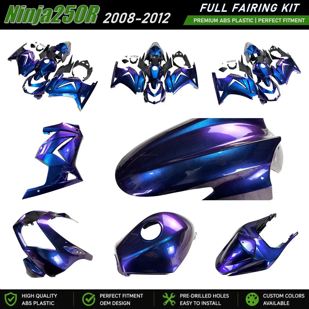ABS Plastic Body Fairing kit for Kawasaki Ninja250R 08 09 10 11 12 Ninja 250R 2008-2012 Chamelon Purple Blue Painted
ABS Plastic Body Fairing kit for Kawasaki Ninja250R 08 09 10 11 12 Ninja 250R 2008-2012 Chamelon Purple Blue Painted