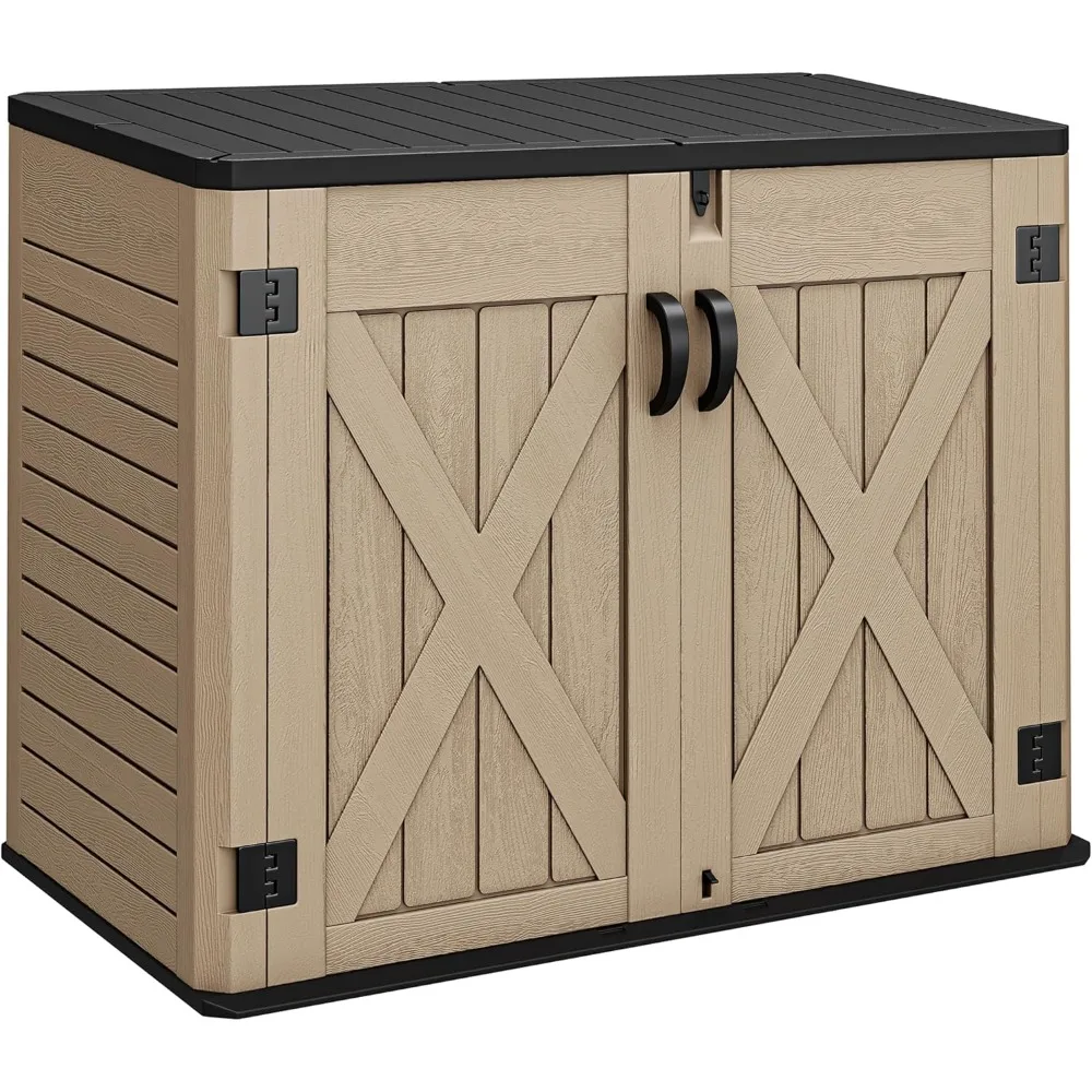 Outdoor Horizontal Storage Shed with X-Shaped Lockable Door, 35 Cu Ft Weather Resistant Resin Tool Shed w/o Shelf, Ideal for Bi
Outdoor Horizontal Storage Shed with X-Shaped Lockable Door, 35 Cu Ft Weather Resistant Resin Tool Shed w/o Shelf, Ideal for Bi