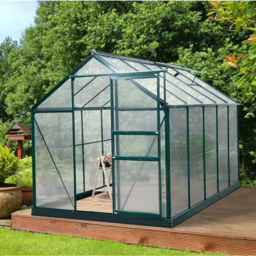 10' x 6' x 7' Aluminum Polycarbonate Walk-In Garden Greenhouse UV-Resistant Green
10' x 6' x 7' Aluminum Polycarbonate Walk-In Garden Greenhouse UV-Resistant Green