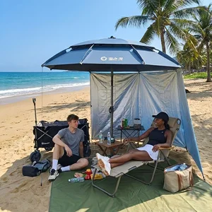 Windproof Fishing Umbrella Tent Sun Shade Canopy with Sidewall & Ground Pegs for Beach Camping
Windproof Fishing Umbrella Tent Sun Shade Canopy with Sidewall & Ground Pegs for Beach Camping