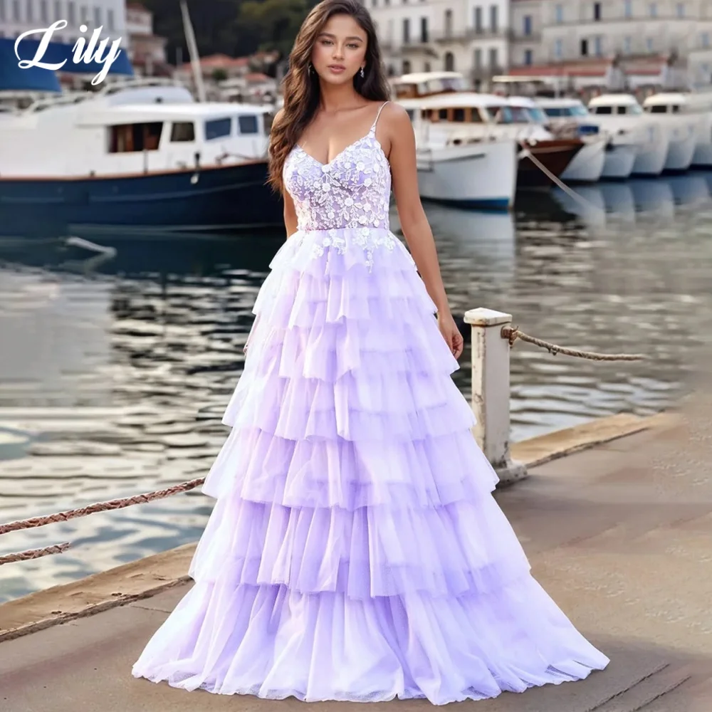 Lily Purple Elegant Formal Gown V-Neck Sleeveless Appliques Prom Dresses Layered Backless A-Line Evening Dress 프롬 드레스 Customized
Lily Purple Elegant Formal Gown V-Neck Sleeveless Appliques Prom Dresses Layered Backless A-Line Evening Dress 프롬 드레스 Customized