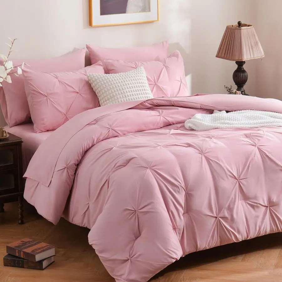 7 Pieces Pink Queen Comforter Set for Women, Pintuck Bed in A Bag Queen, Pinch Pleat Bed Set, Soft Microfiber All Season Bedding
7 Pieces Pink Queen Comforter Set for Women, Pintuck Bed in A Bag Queen, Pinch Pleat Bed Set, Soft Microfiber All Season Bedding