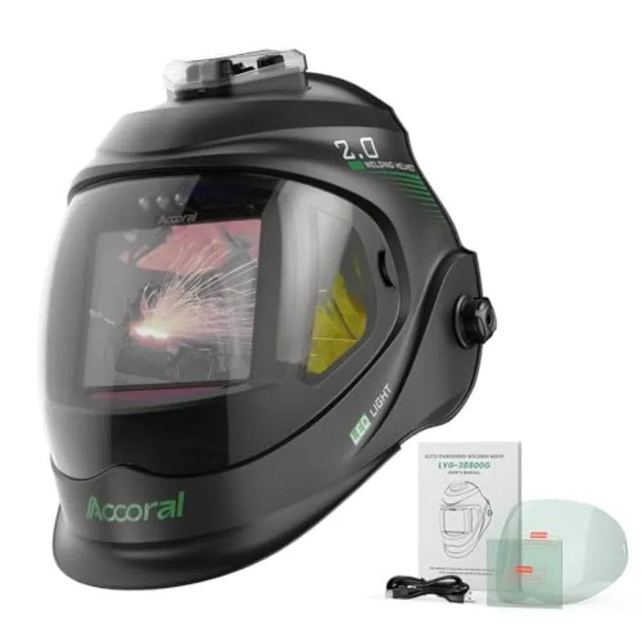 Panoramic View Auto Darkening Welding Helmet with Light 1/1/1/1 True Color Solar Powered Welding Hood Mask 4 Arc Sensor Wide Sh
Panoramic View Auto Darkening Welding Helmet with Light 1/1/1/1 True Color Solar Powered Welding Hood Mask 4 Arc Sensor Wide Sh