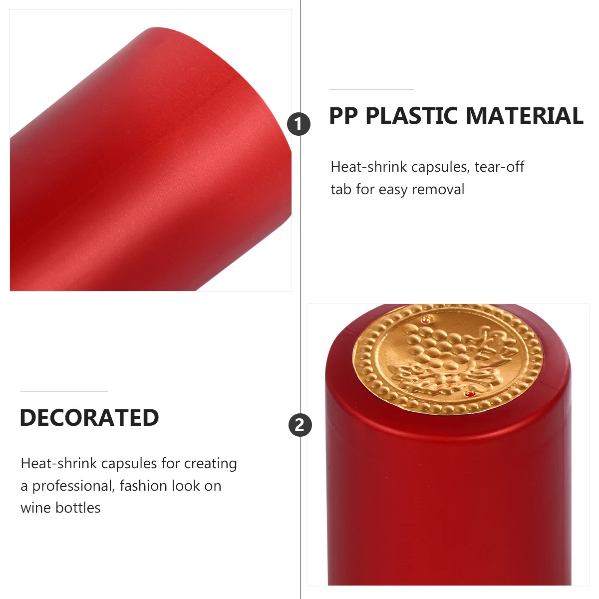 100pcs Bottle Cover Red Sealing Film Shrink Wrap Heat Capsules Tear Tab Easy Removal Practical Durability Premium Plastic
100pcs Bottle Cover Red Sealing Film Shrink Wrap Heat Capsules Tear Tab Easy Removal Practical Durability Premium Plastic