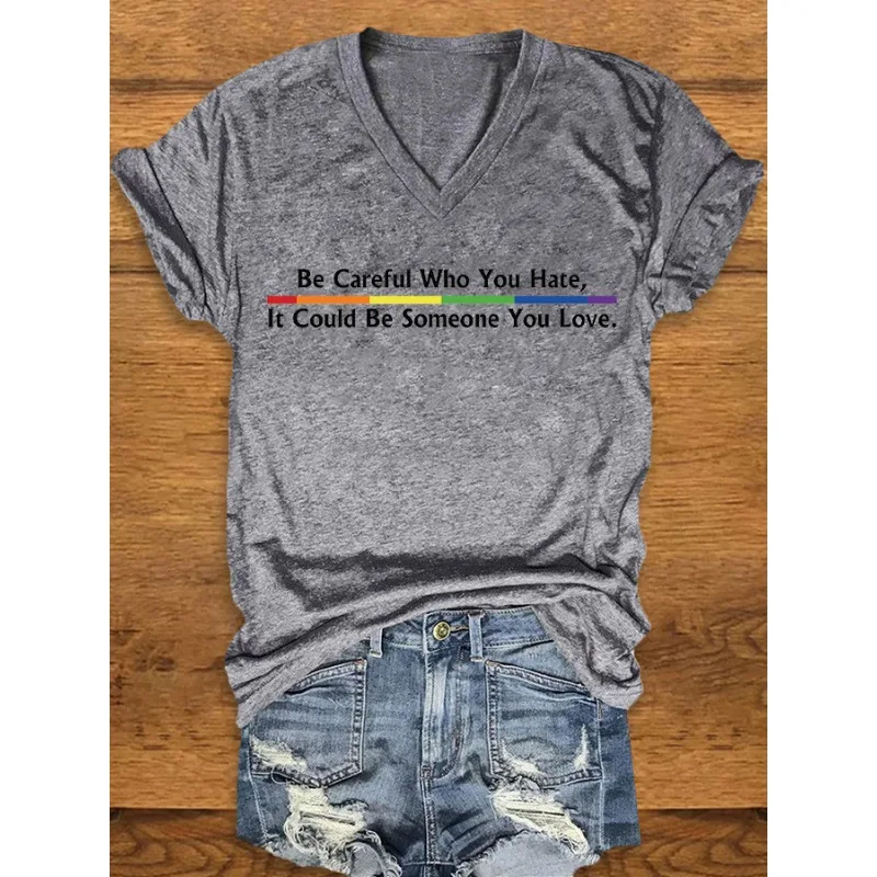 Women's Summer Casual V-Neck Short Sleeve T-Shirt Pride Print Top
Women's Summer Casual V-Neck Short Sleeve T-Shirt Pride Print Top