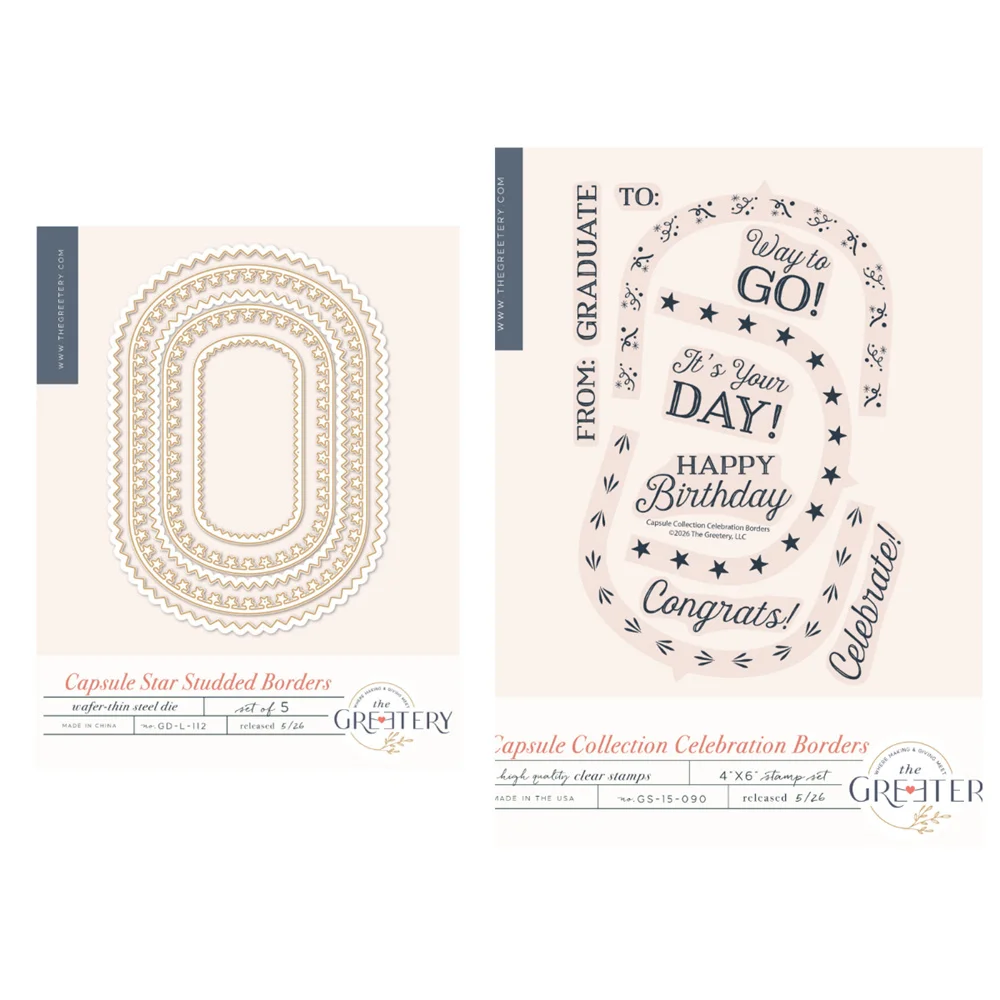 May 2026 New Greetery Capsule Star Studded Borders for the Ages Arch Box Mini Dies Stamp Stencil for DIY Scrapbook Greeting Card
May 2026 New Greetery Capsule Star Studded Borders for the Ages Arch Box Mini Dies Stamp Stencil for DIY Scrapbook Greeting Card