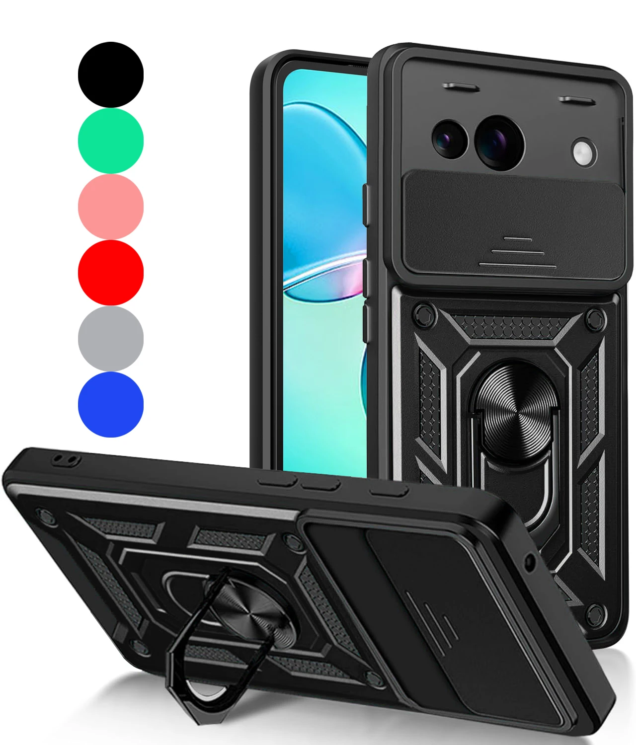 For Google Pixel 8a Shockproof Phone Case Ring Armor Magnetic Hybrid Rugged Holder Stand+Camera Lens Cover
For Google Pixel 8a Shockproof Phone Case Ring Armor Magnetic Hybrid Rugged Holder Stand+Camera Lens Cover