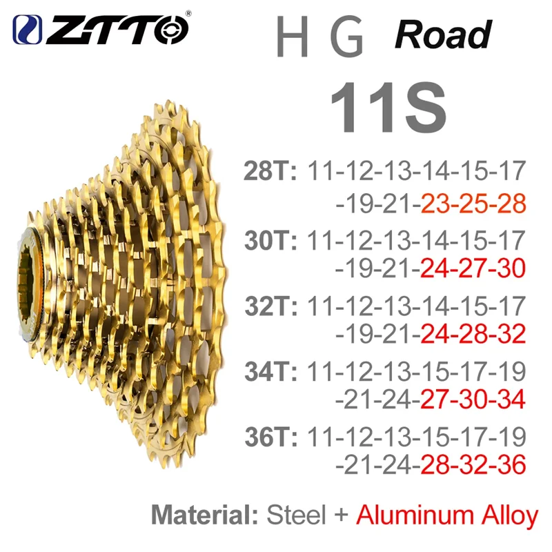 ZTTO Ultralight Road Bike HG Cassette Sprocket 11s 12s 11-28/30/32/34/36T 112g-146g 11/12 Speed Gravel K7 Gold Freewheel
ZTTO Ultralight Road Bike HG Cassette Sprocket 11s 12s 11-28/30/32/34/36T 112g-146g 11/12 Speed Gravel K7 Gold Freewheel