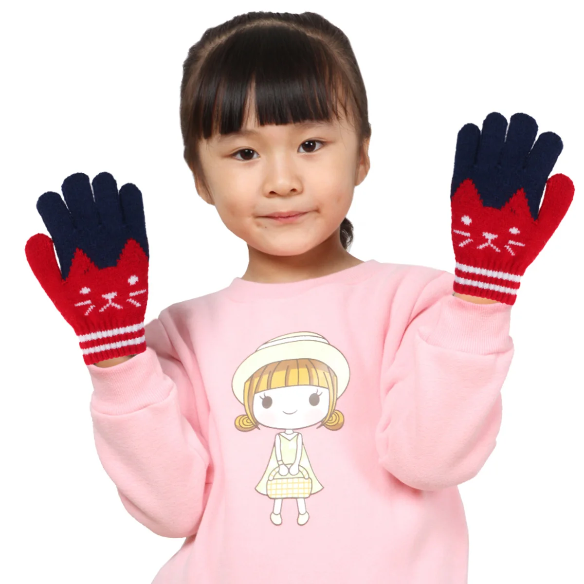 Warm Winter For Kids Girls Soft Knitted Gloves For Snow Camping Stretchy Imitation Wool Gloves In Red Multi-Colors - 
Warm Winter For Kids Girls Soft Knitted Gloves For Snow Camping Stretchy Imitation Wool Gloves In Red Multi-Colors -