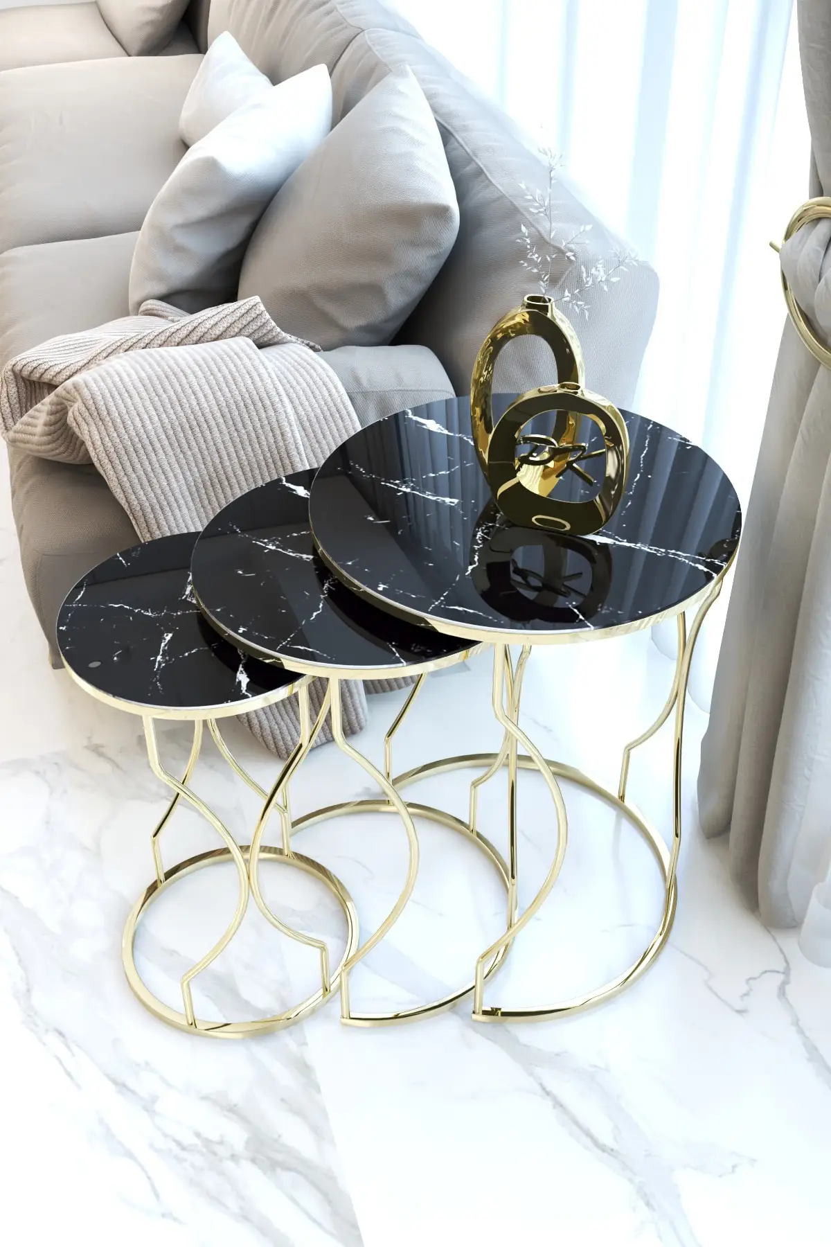 DOLBOVI Dream PCs set Zigon Coffee Table Gold Foot, Marble Pattern Unbreakable Glass Coffee Table
DOLBOVI Dream PCs set Zigon Coffee Table Gold Foot, Marble Pattern Unbreakable Glass Coffee Table