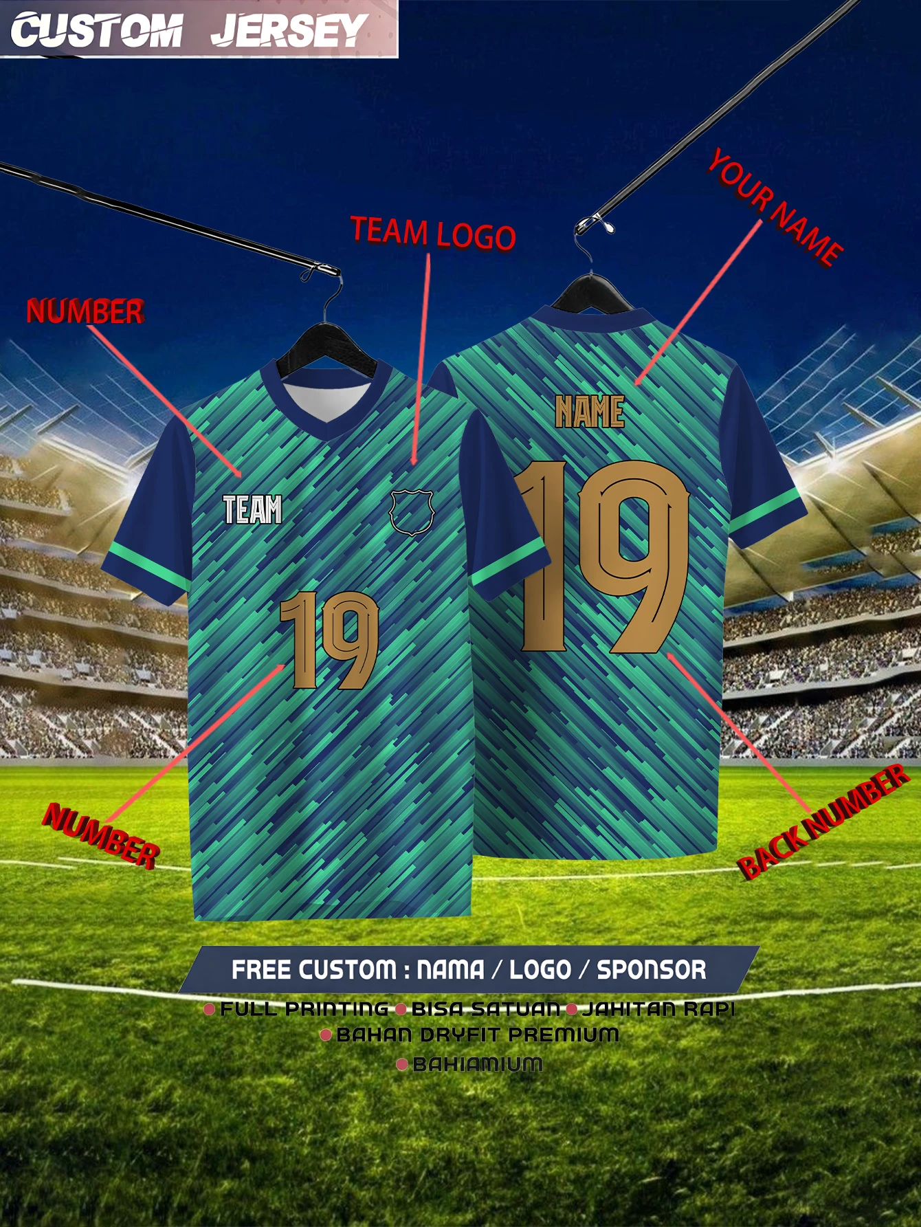 Customized Geometric Green Short Sleeved Shirt with Team Name, Emblem, Name and Number, Outdoor Sports Short Sleeved T-shirt
Customized Geometric Green Short Sleeved Shirt with Team Name, Emblem, Name and Number, Outdoor Sports Short Sleeved T-shirt