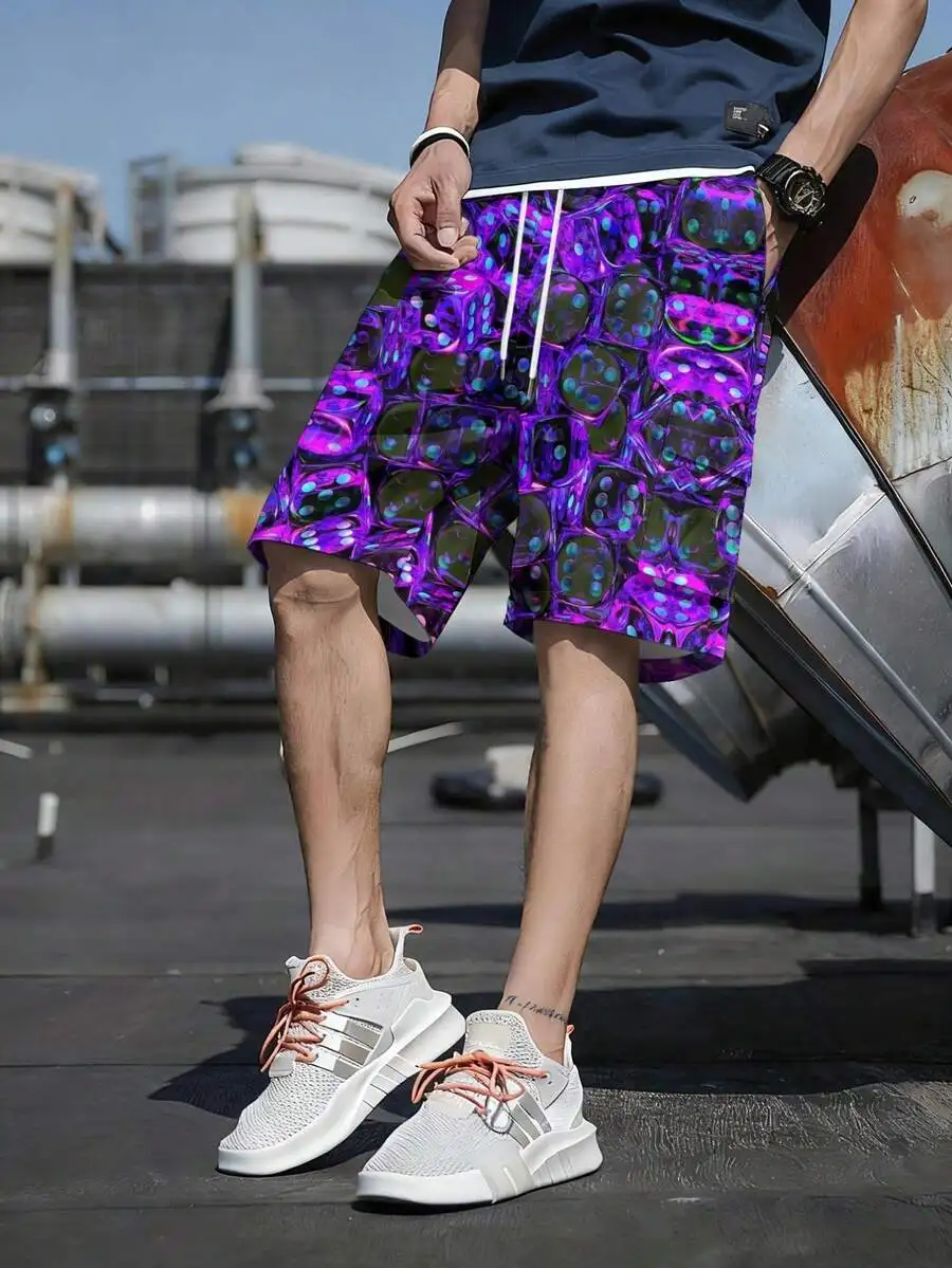 Mens Casual Sports Shorts With Colorful Dice Print Drawstring Loose Fit Polyester
Mens Casual Sports Shorts With Colorful Dice Print Drawstring Loose Fit Polyester