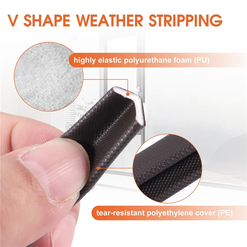 -ABPU Weather Stripping For Door/Windows X 26 Feet Long, V Shape Adhesive Weather Strip Door Frame/Windows Frame Seal, Brown
-ABPU Weather Stripping For Door/Windows X 26 Feet Long, V Shape Adhesive Weather Strip Door Frame/Windows Frame Seal, Brown