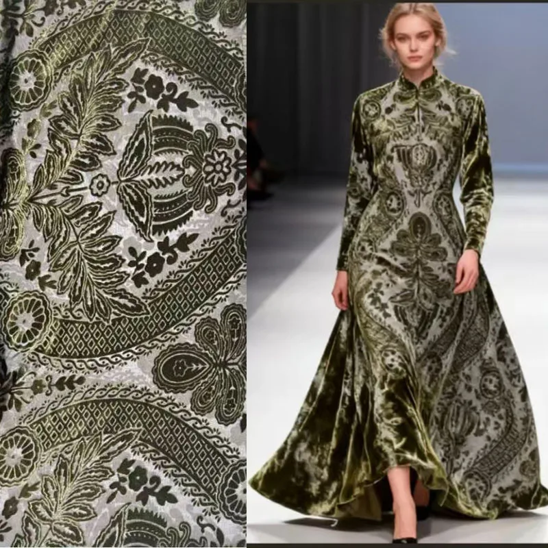 Real Silk Velvet Fabrics Sewing Cotton Hair Cloth 140CM Wide Fabric Meter Olive Green Black Dragon Pattern Wedding Dress Thick
Real Silk Velvet Fabrics Sewing Cotton Hair Cloth 140CM Wide Fabric Meter Olive Green Black Dragon Pattern Wedding Dress Thick