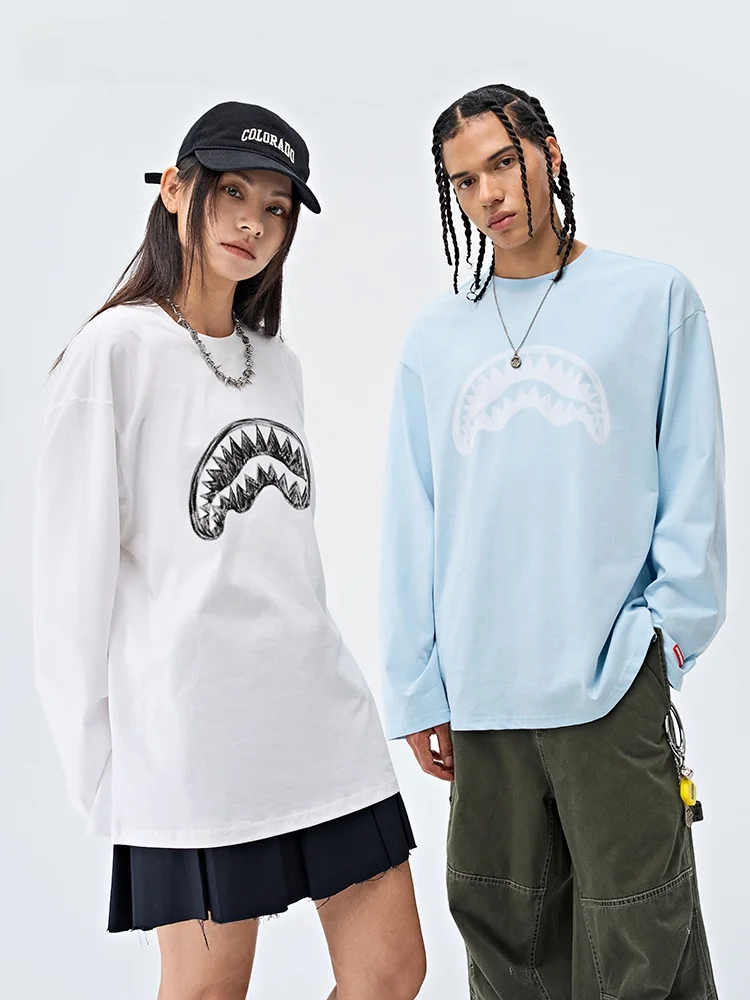 Sprayund25 Autumn fiti ark Mouth Long Sve T-irt ex Loose Versatile Top Couple Base irt Cotton 00% round Ne
Sprayund25 Autumn fiti ark Mouth Long Sve T-irt ex Loose Versatile Top Couple Base irt Cotton 00% round Ne