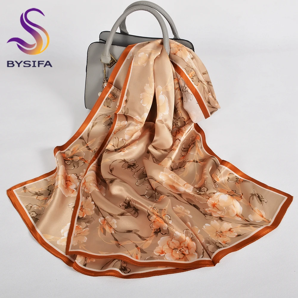 BYSIFA|Fall Winter Khaki Silk Scarf Shawl Elegant Floral Long Scarves Hijabs Fashion Accessories Brand Head Neck Scarves Wraps
BYSIFA|Fall Winter Khaki Silk Scarf Shawl Elegant Floral Long Scarves Hijabs Fashion Accessories Brand Head Neck Scarves Wraps