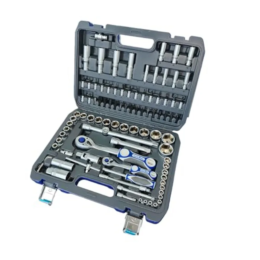 94 Pieces Drive Socket Ratchet Wrench Set with Bit Socket Set Metric and Extension Bar for Auto Repairing and Household with St
94 Pieces Drive Socket Ratchet Wrench Set with Bit Socket Set Metric and Extension Bar for Auto Repairing and Household with St